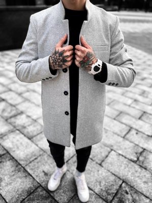 Чоловіче пальто кашемір колір Сірий розмір S, Чоловіче кашемірове пальто Men-Coat2 фото