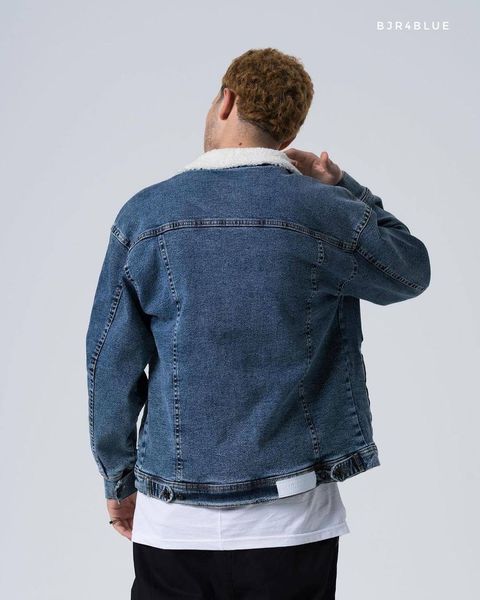 Чоловіча джинсова куртка на хутрі колір Синій розмір S, J48 Men-J48 фото