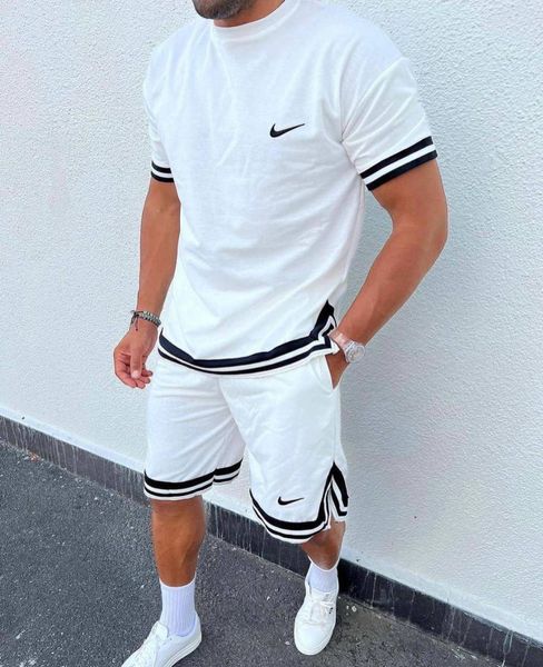 Чоловічий літній костюм Nike Футболка + Шорти колір Білий розмір S, SS007 Men-SS007 фото