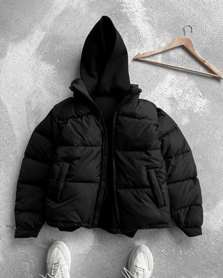 Чоловічий пуховик зимовий Чорний S, Дута куртка Men-J16-Black-S фото