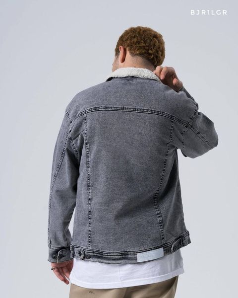 Чоловіча джинсова куртка на хутрі колір Сірий розмір S, J48 Men-J48 фото