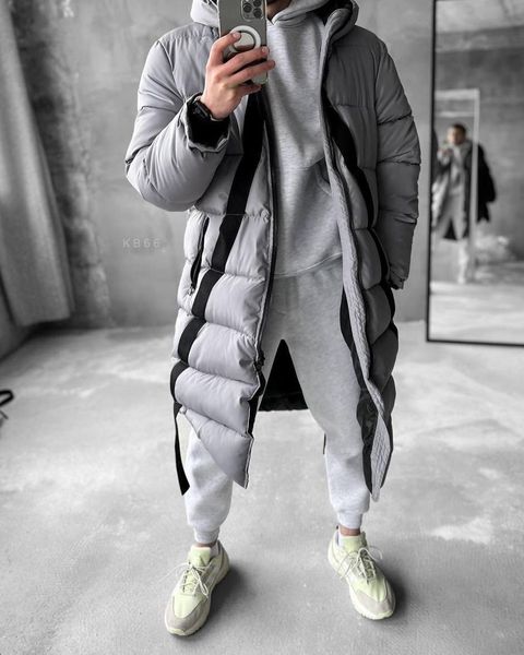 Чоловіча зимова куртка Водонепроникна наповнювач еко-пух колір Сірий розмір S Men-J2-Grey-S фото