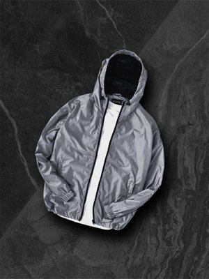 Чоловіча вітровка з капюшоном тканина плащівка колір Сірий розмір S, J46 Men-J46 фото