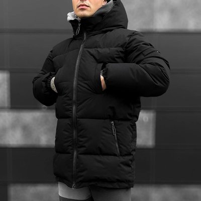 Мужской пуховик зимний удлиненный цвет Черный размер S, J40 Men-J40 фото