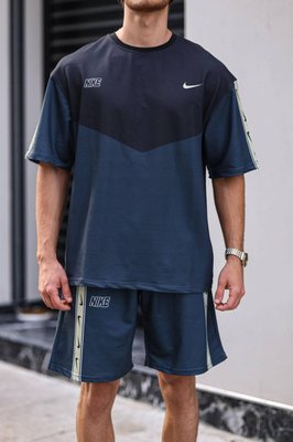 Мужской летний костюм Nike Футболка + Шорты цвет Синий размер S, SS0072 Men-SS007 фото