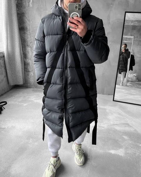 Чоловіча зимова куртка Водонепроникна наповнювач еко-пух колір Темно-сірий розмір S Men-J2-Dark/Grey-S фото