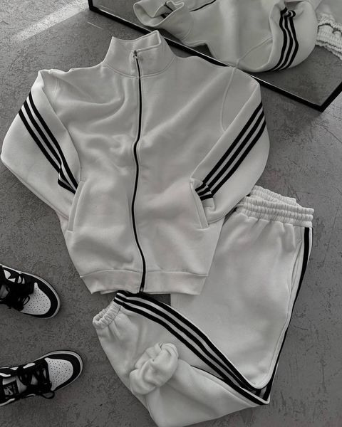 Спортивний костюм на флісі Кофта+Штани колір Білий розмір S, SS006 Men-SS006 фото