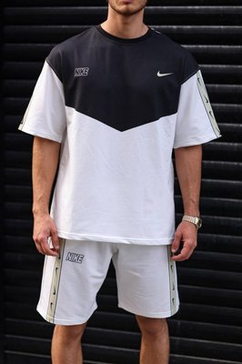Мужской летний костюм Nike Футболка + Шорты цвет Белый размер S, SS0072 Men-SS007 фото