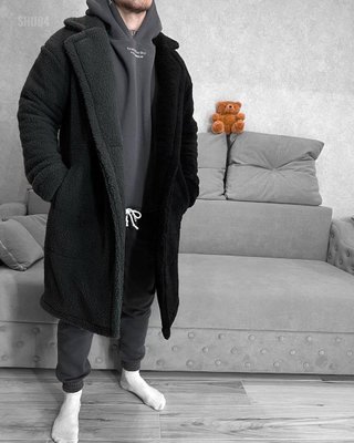 Чоловіче зимове пальто (Шуба барашик) колір Чорний розмір S Men-C1-Black-S фото