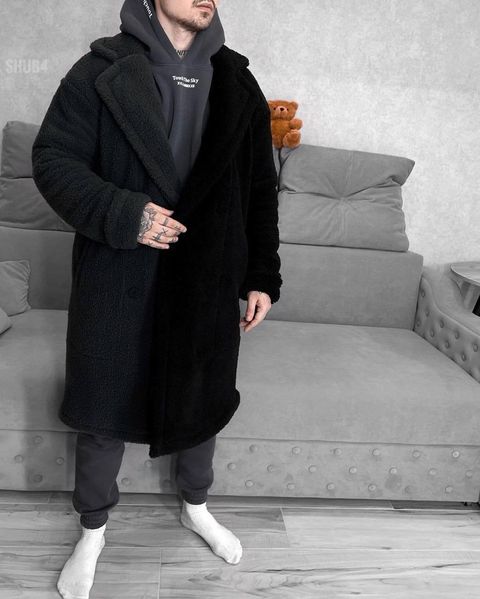 Мужское зимнее пальто (Шуба барашик) цвет Чорний размер S Men-C1-Black-S фото