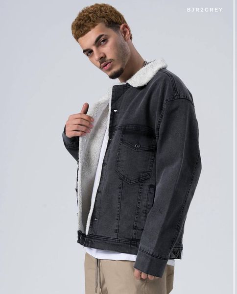 Чоловіча джинсова куртка на хутрі колір Темно-сірий розмір S, J48 Men-J48 фото