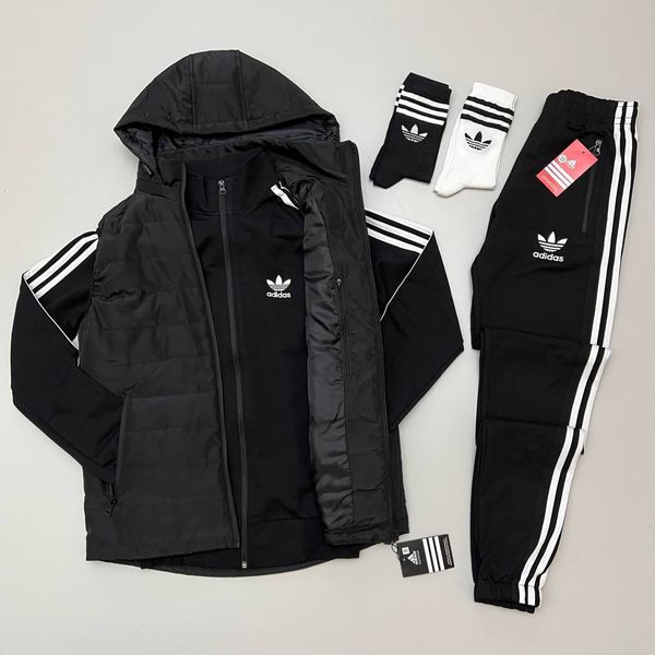 Костюм Adidas чоловічий Жилетка+Кофта+Штани колір Чорний розмір XS, J011 Men-J011 фото