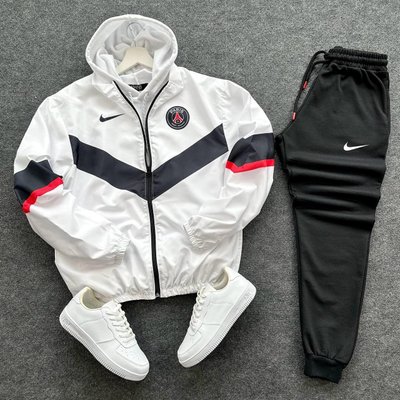 Спортивний костюм Nike плащівка Білий розмір S, SS004 Men-SS004 фото