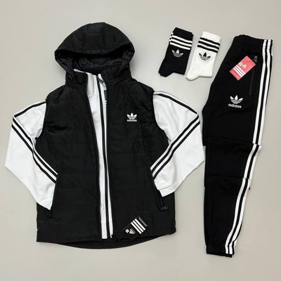 Костюм Adidas мужской Жилетка+Кофта+Штаны цвет Белый размер XS, J011 Men-J011 фото
