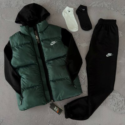Костюм Nike мужской Жилетка+Спортивный костюм цвет Хаки размер S, J08 Men-J08 фото