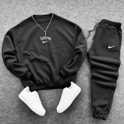 Спортивный костюм Nike тринитка на флисе Черный размер S, SS002 Men-SS002 фото