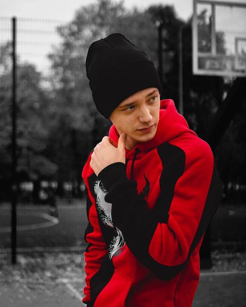 Мужской спортивный костюм на флисе, (Худи + штаны) Red/Black цвет Red/Black размер S Men-Sport3--S фото