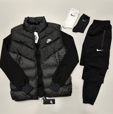 Костюм Nike мужской Жилетка+Свитшот+Штаны цвет Черный размер S, J09 Men-J09 фото