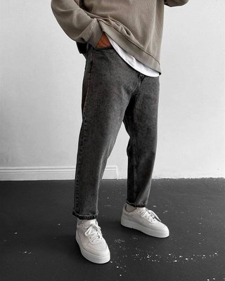 Джинси мом чоловічі Сірі розмір 29 Men-Jeans3-Grey-29 фото
