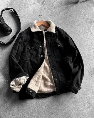 Чоловіча джинсова куртка на хутрі колір Чорний розмір S, J49 Men-J49 фото