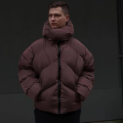 Пуховик мужской Коричневый размер S, Куртка зима -25 водонепроницаемая Men-J22-Brown-S фото