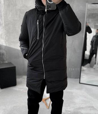 Чоловічий пуховик зимовий подовжений колір Чорний розмір S Men-J31-Black-S фото