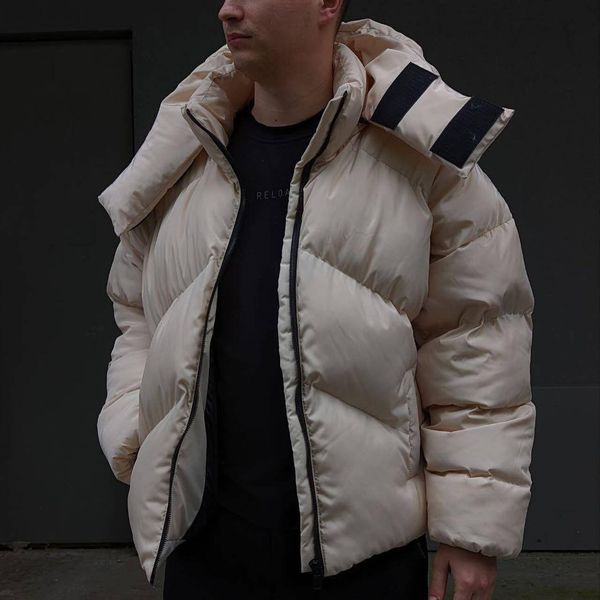 Пуховик чоловічий Молочний розмір S, Куртка зима -25 водонепроникна Men-J22-Milk-S фото