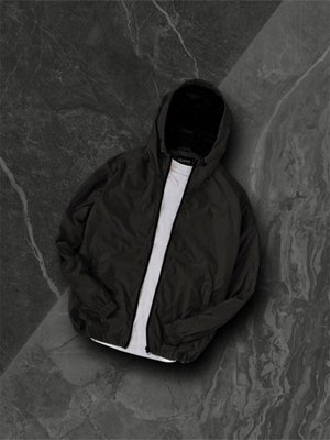 Чоловіча вітровка з капюшоном тканина плащівка колір Чорний розмір S, J46 Men-J46 фото