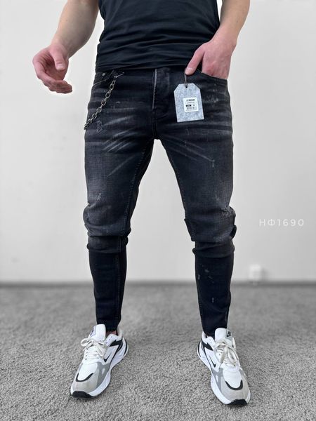 Джинси чоловічі завужені колір Темно-сірий розмір 29, НФ-1690 НФ фото