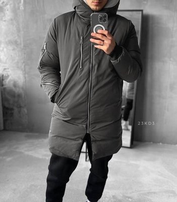 Чоловічий пуховик зимовий подовжений колір Сірий розмір S Men-J31-Grey-S фото