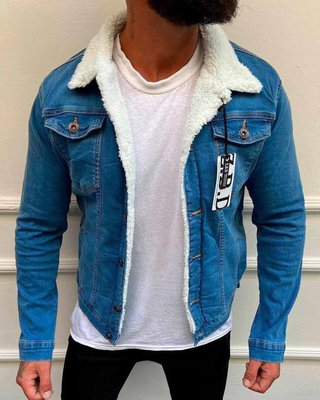 Чоловіча джинсова куртка на хутрі колір Синій розмір S, J50 Men-J50 фото