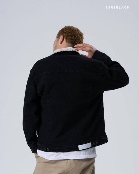 Чоловіча джинсова куртка на хутрі колір Чорний розмір S, J48 Men-J48 фото