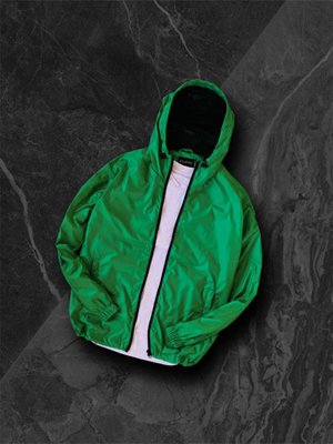 Чоловіча вітровка з капюшоном тканина плащівка колір Зелений розмір S, J46 Men-J46 фото