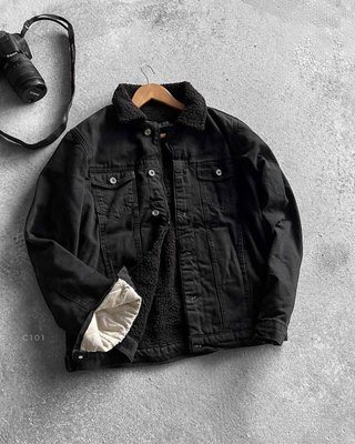 Чоловіча джинсова куртка на хутрі колір Чорний розмір S, J4903 Men-J49 фото