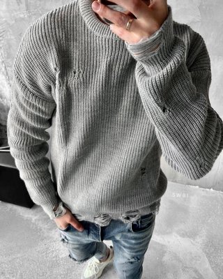 Чоловічий светр оверсайз шерсть, Сірий Men-SW3-Grey-S фото