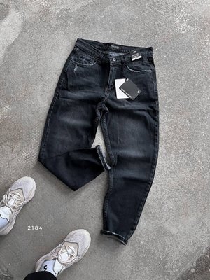 Джинсы мом мужские потертые цвет Черный размер 29, Jeans601 Men-Jeans6 фото