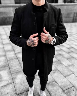 Чоловіче пальто кашемір колір Чорний розмір S, Чоловіче кашемірове пальто Men-Coat2 фото